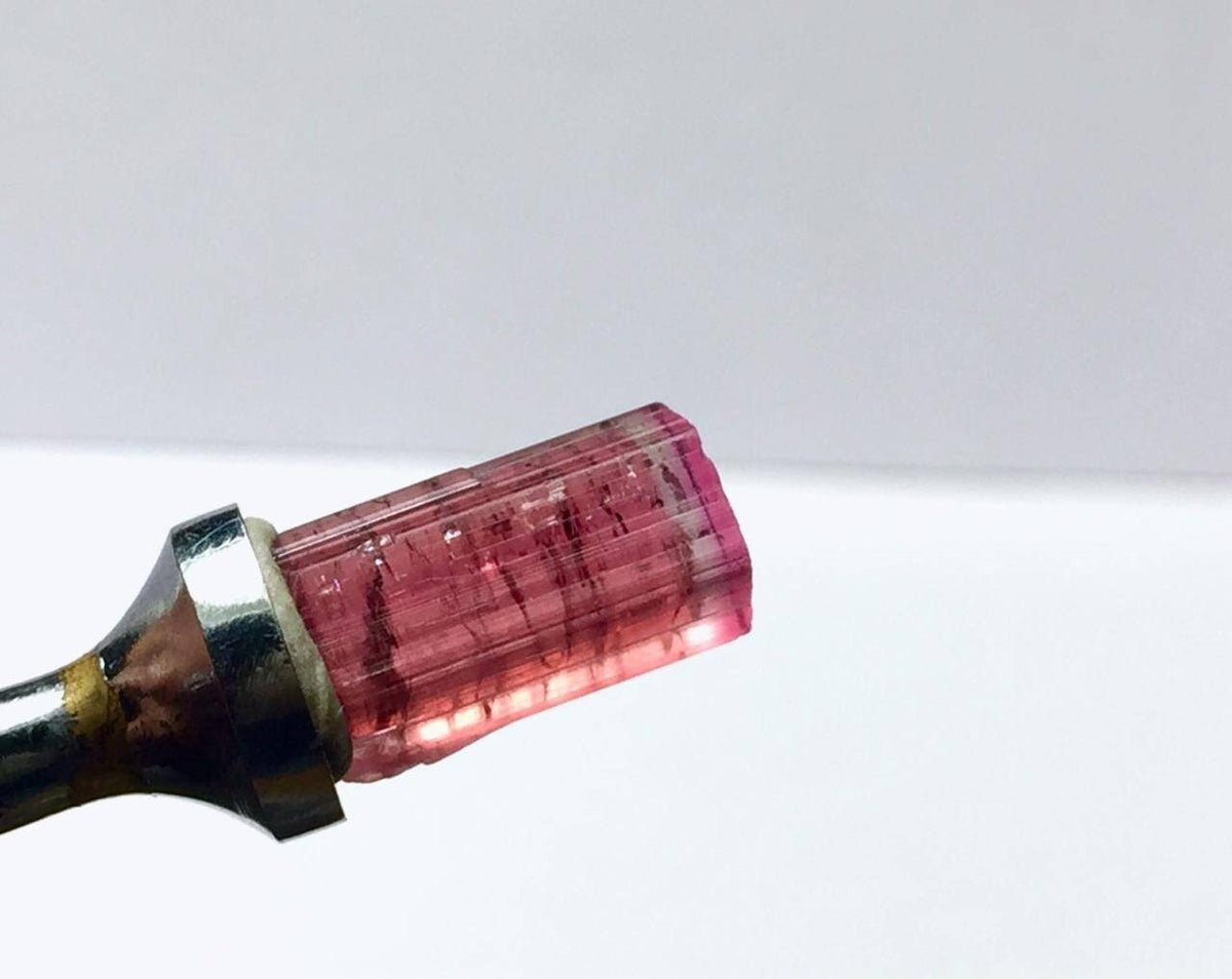 Natural Rubylite Tourmaline Crystal: Bi-Color Pendant, Afghanistan, 5 Carat