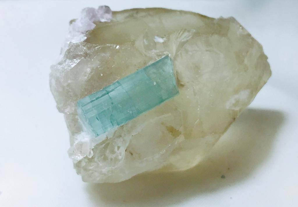 Paraiba Tourmaline Crystal with Quartz - Afghanistan Specimen