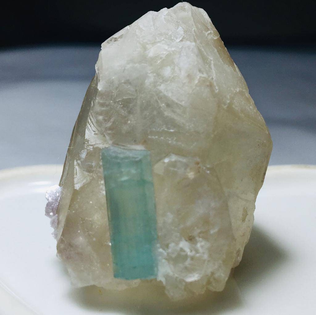 Paraiba Tourmaline Crystal with Quartz - Afghanistan Specimen