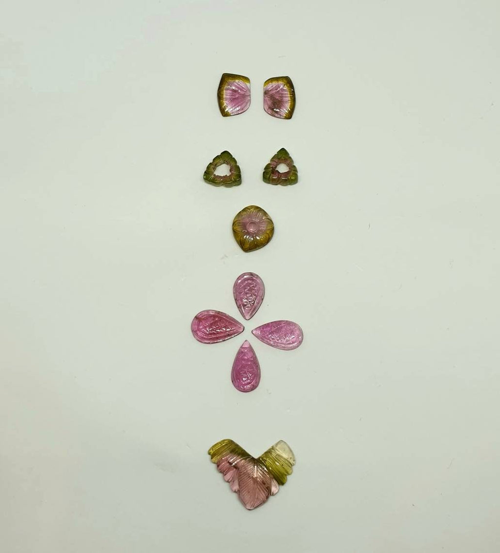 33 carats carved watermelon Tourmaline set