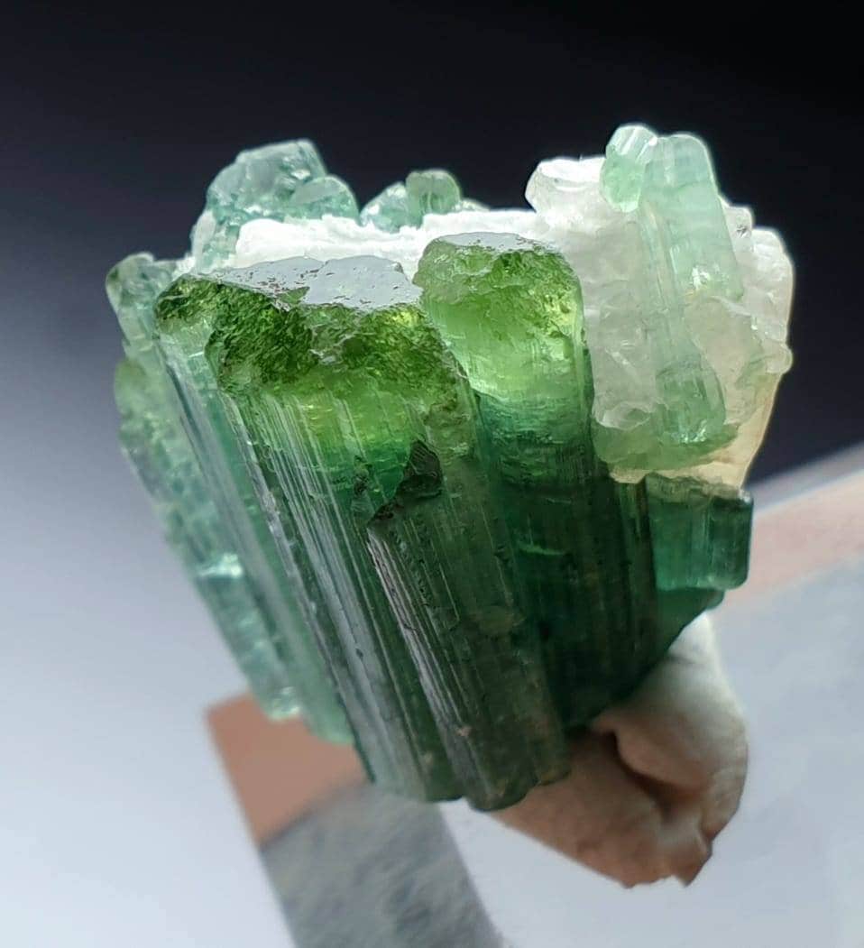 Green Tourmaline Specimen with Quartz – Afghanistan Peche Mine