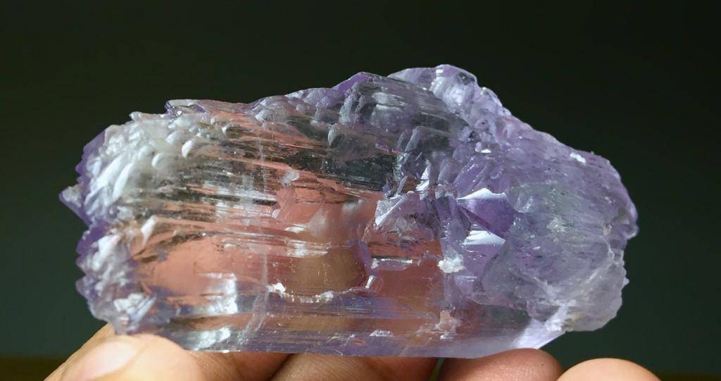 Etched kunzite Crystal