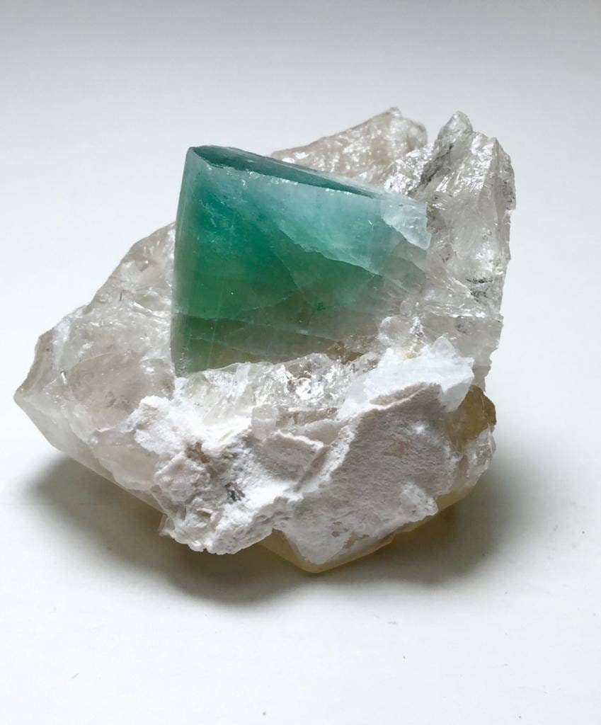 Bicolor Tourmaline Crystal on Quartz Specimen