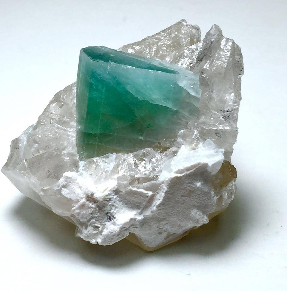 Bicolor Tourmaline Crystal on Quartz Specimen