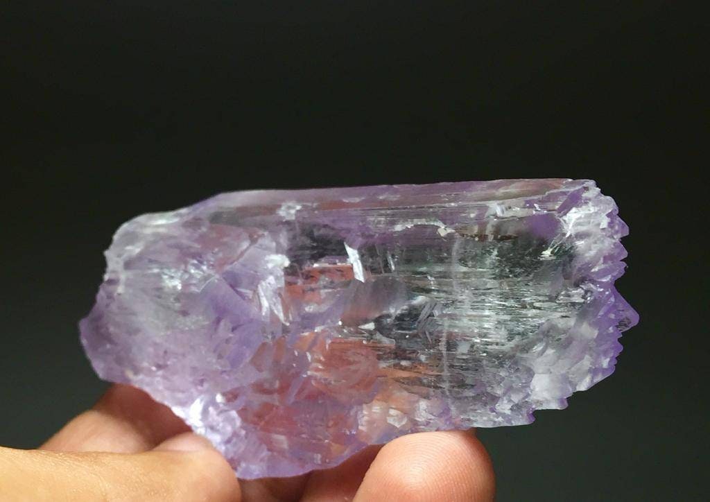 Etched kunzite Crystal