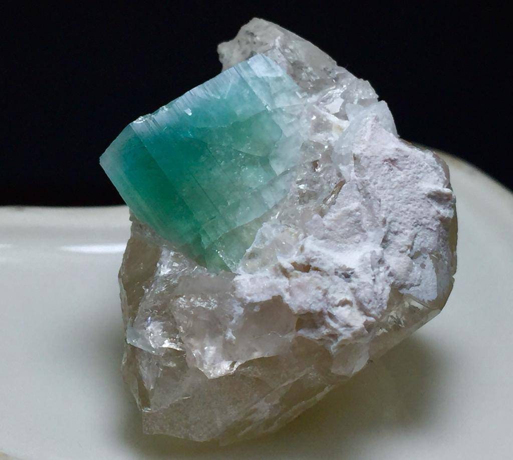 Bicolor Tourmaline Crystal on Quartz Specimen