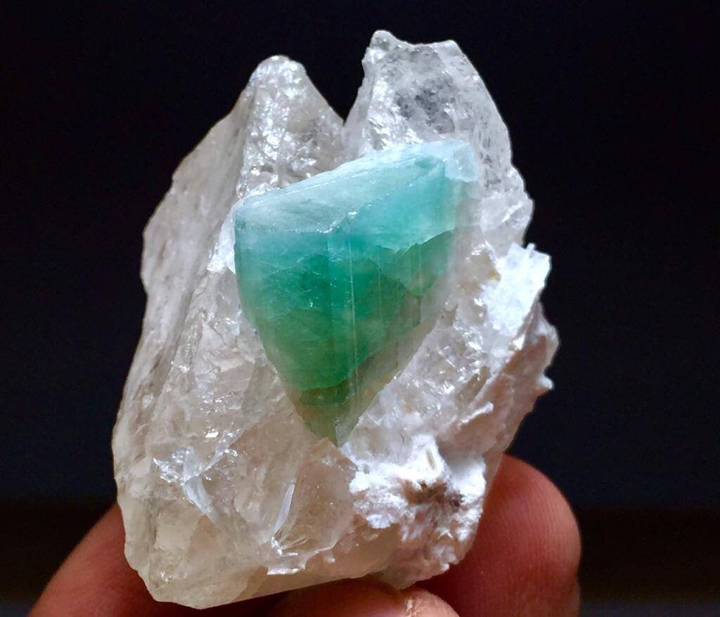 Bicolor Tourmaline Crystal on Quartz Specimen