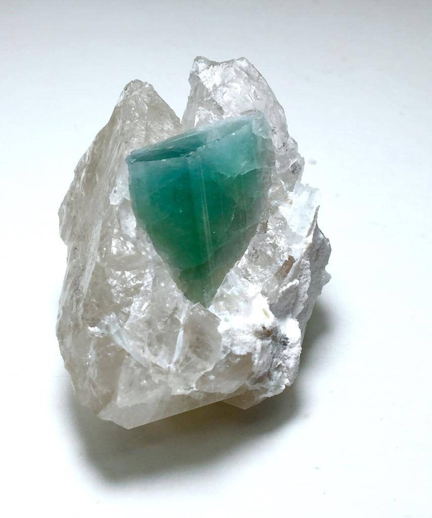 Bicolor Tourmaline Crystal on Quartz Specimen