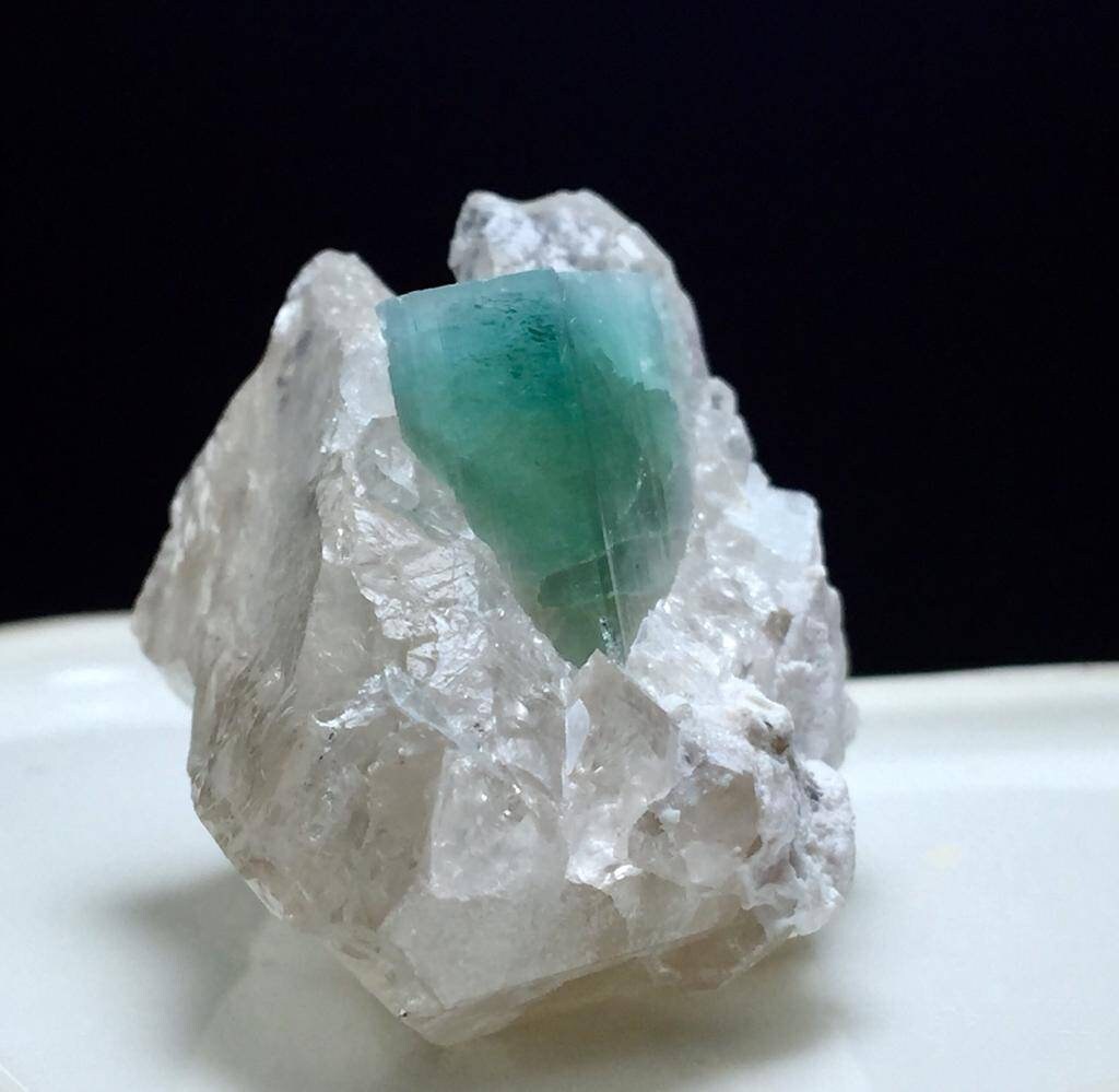 Bicolor Tourmaline Crystal on Quartz Specimen