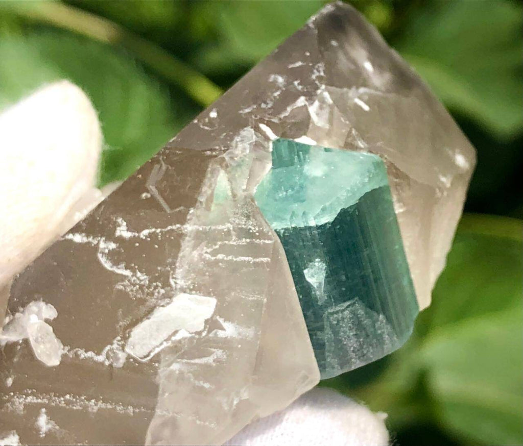 Blue Cap Tourmaline Crystal with Qurtaz Specimen
