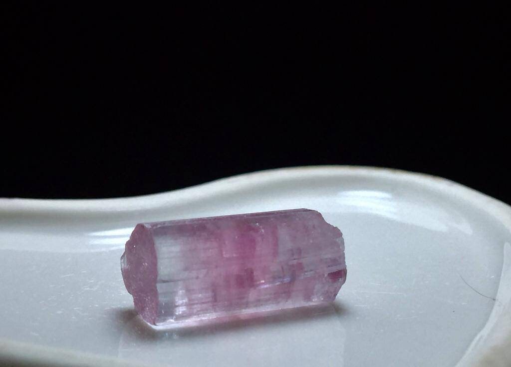 Natural Pink Tourmaline Crystal: 14 Carat Bi-Color Gemstone