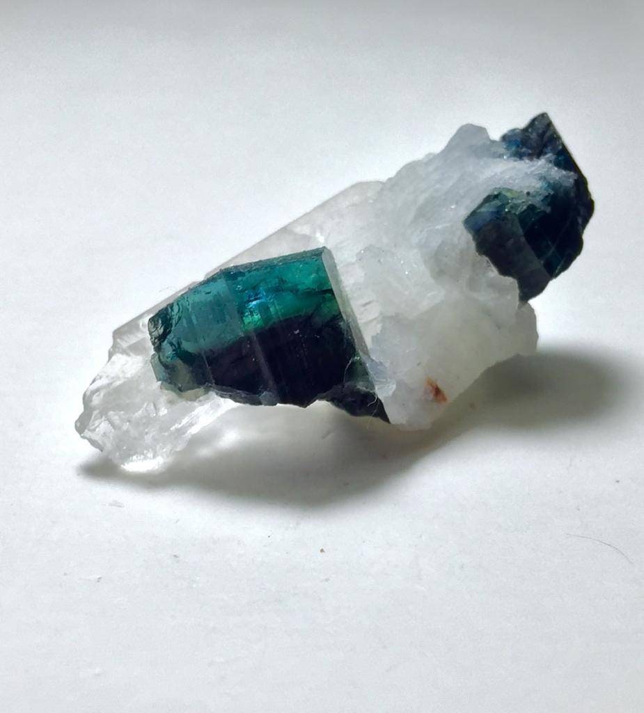 Blue Cap Tourmaline Specimen: 46 Carat Natural Bi-Color Crystal