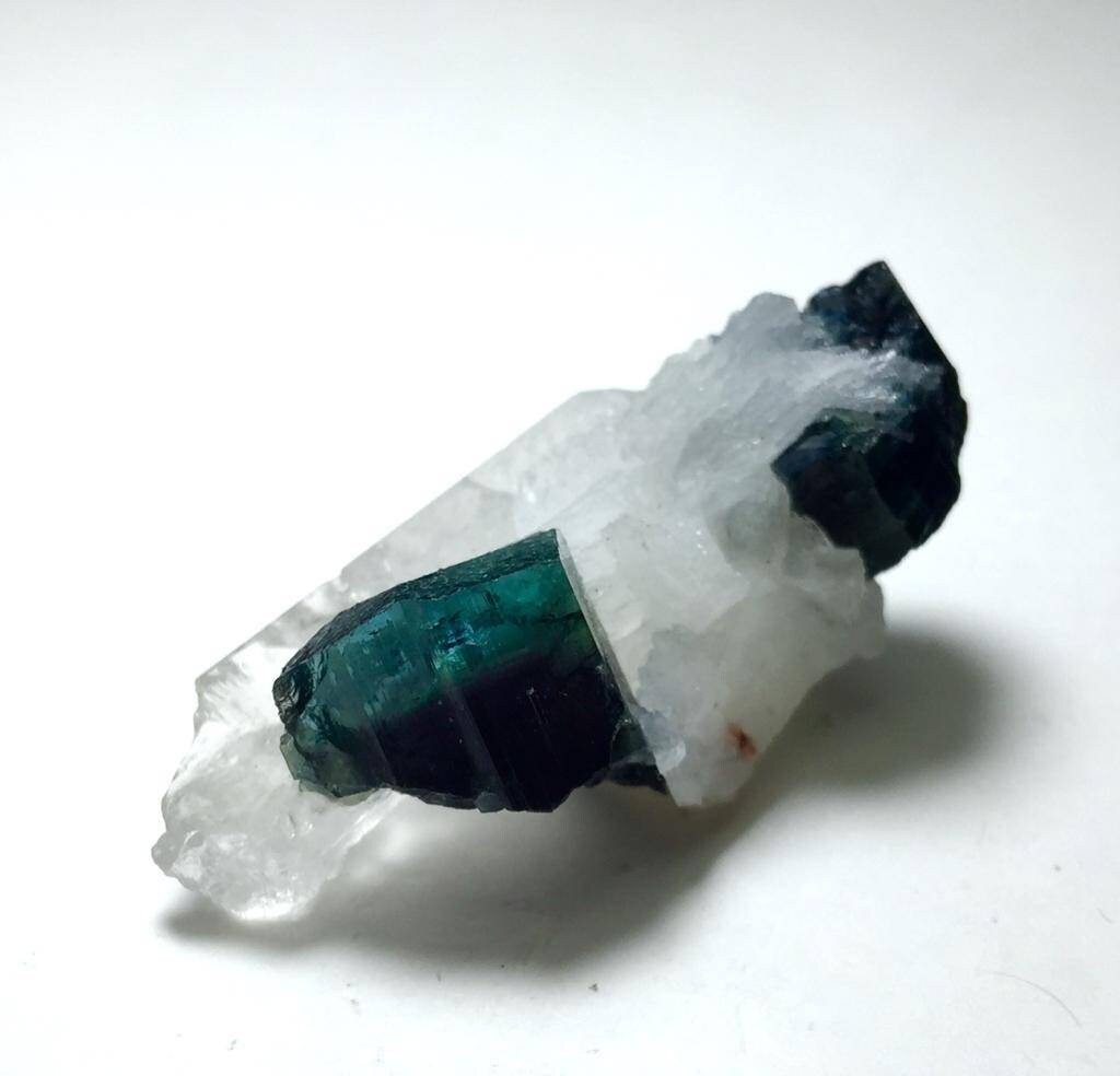 Blue Cap Tourmaline Specimen: 46 Carat Natural Bi-Color Crystal