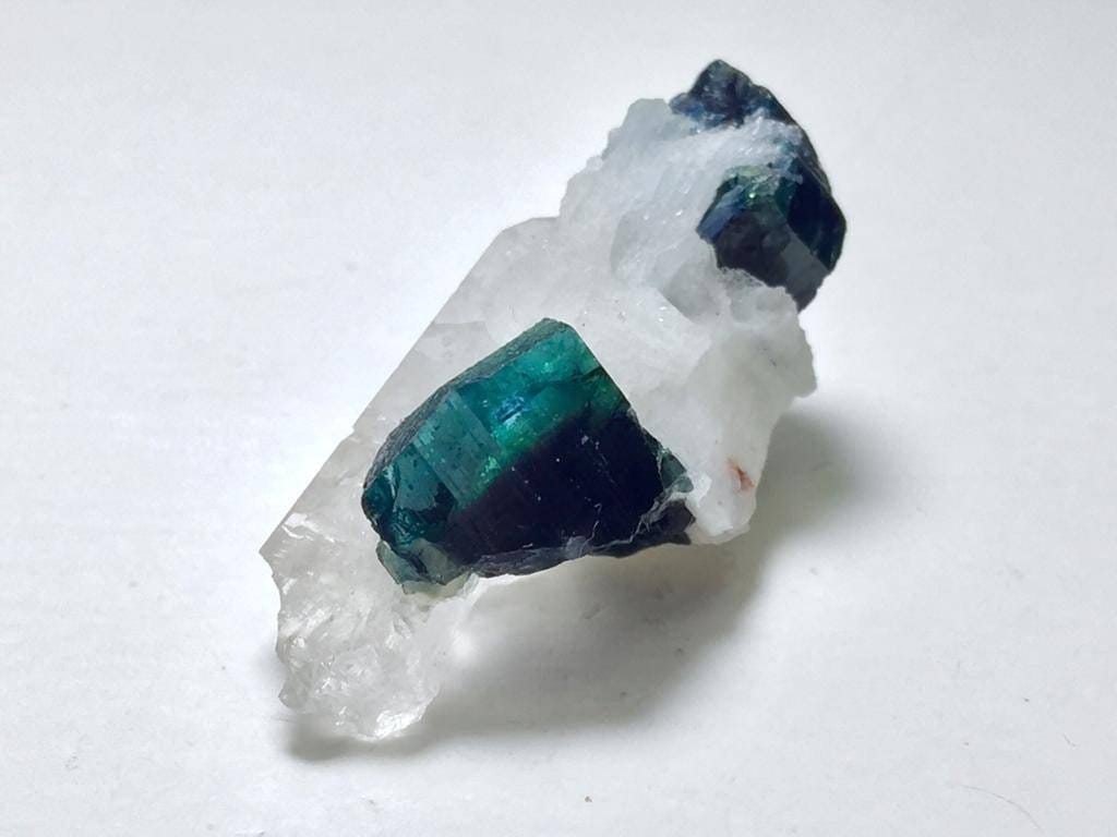 Blue Cap Tourmaline Specimen: 46 Carat Natural Bi-Color Crystal