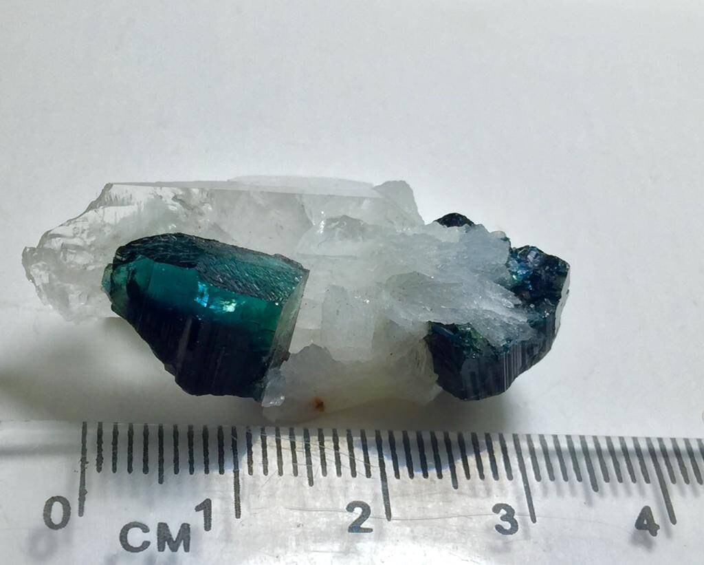 Blue Cap Tourmaline Specimen: 46 Carat Natural Bi-Color Crystal