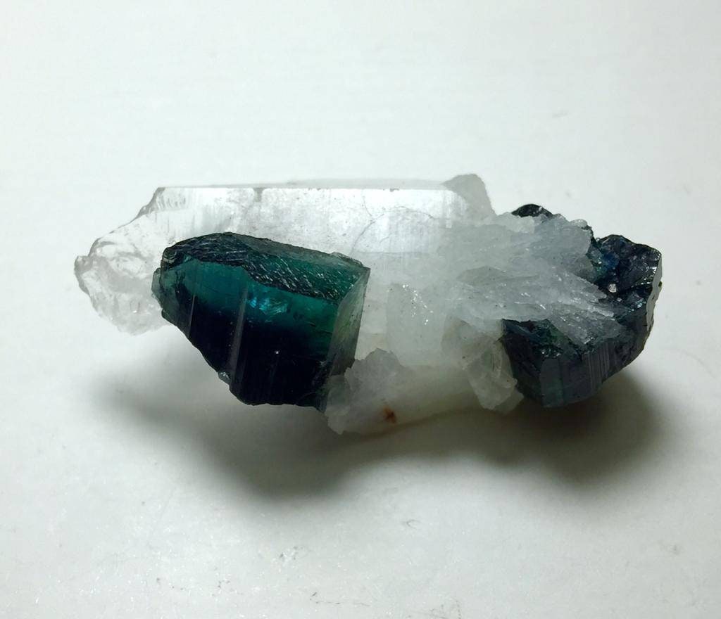Blue Cap Tourmaline Specimen: 46 Carat Natural Bi-Color Crystal