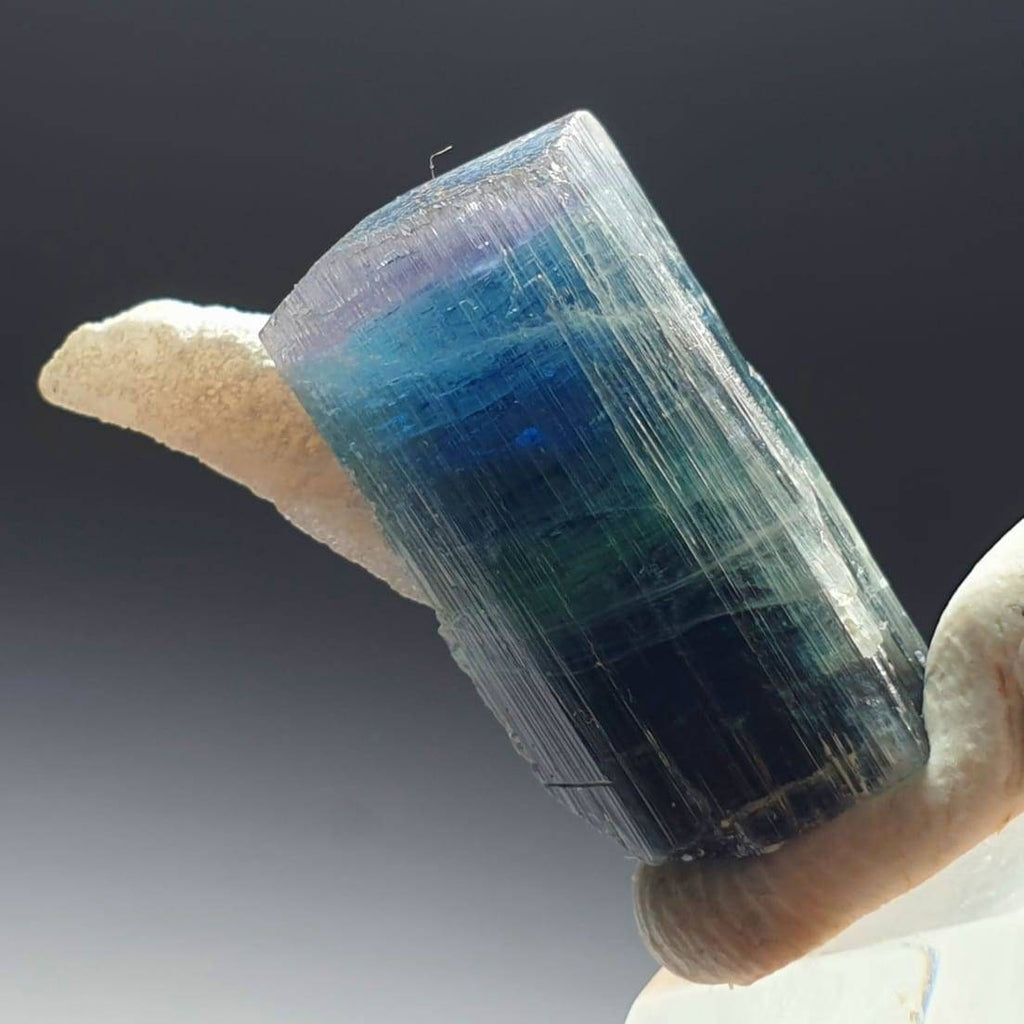 Blue Cap Tri Color Tourmaline Specimen, Afghanistan Peche Mine