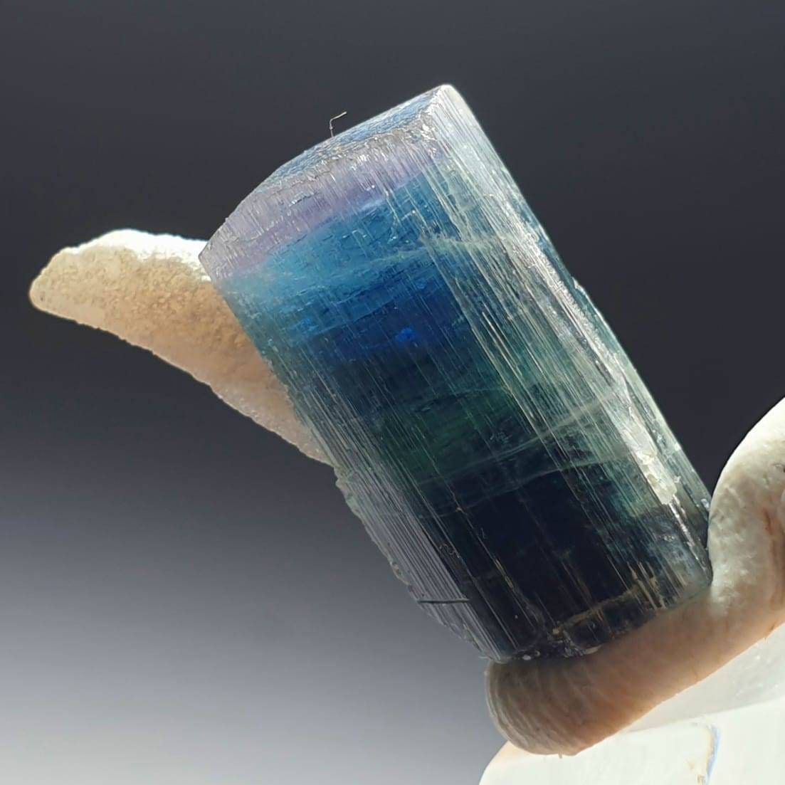 Blue Cap Tri Color Tourmaline Specimen, Afghanistan Peche Mine