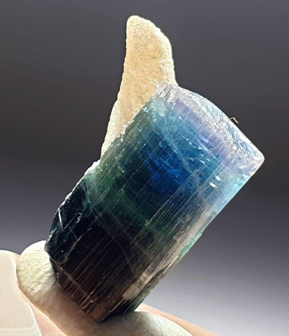 Blue Cap Tri Color Tourmaline Specimen, Afghanistan Peche Mine