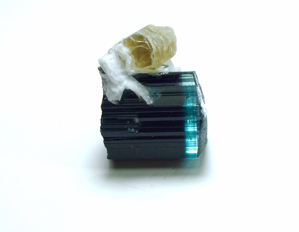 Blue Cap Tourmaline Specimen: 26.3 Carat Bi-Color Crystal