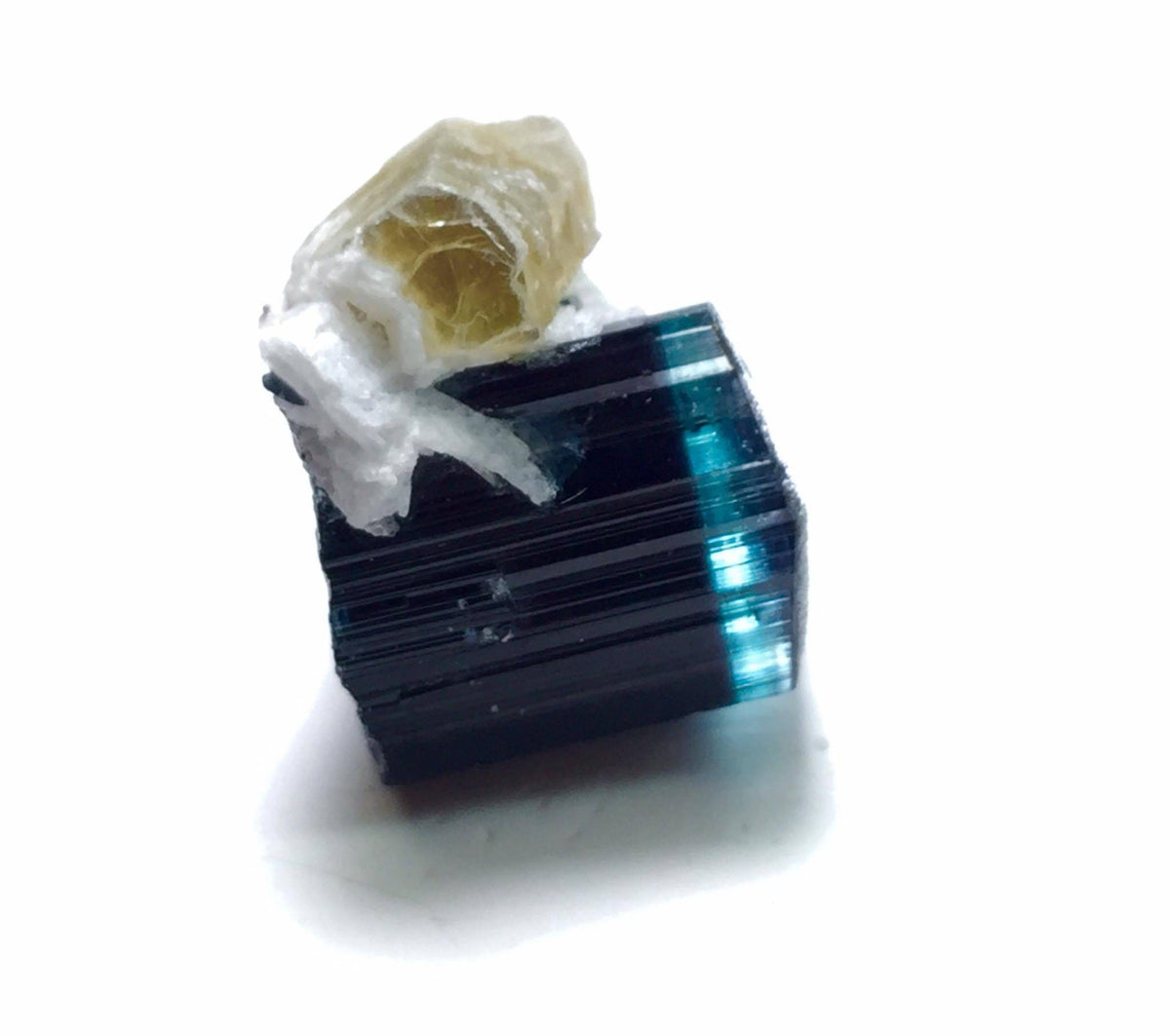 Blue Cap Tourmaline Specimen: 26.3 Carat Bi-Color Crystal