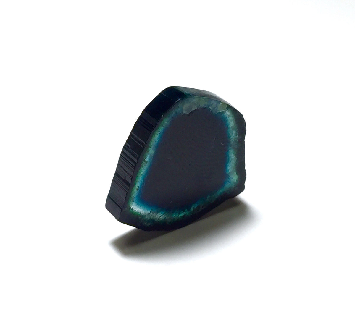 Blue Tourmaline Slice Pendant: Natural Bi-Color Gemstone