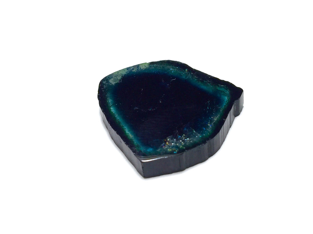 Blue Tourmaline Slice Pendant: Natural Bi-Color Gemstone