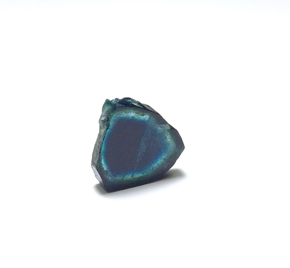 Ink Blue Tourmaline Slice: Polished Gemstone from Afghanistan (7.1 Carat)