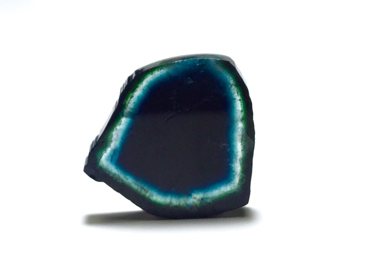 Blue Tourmaline Slice Pendant: Natural Bi-Color Gemstone