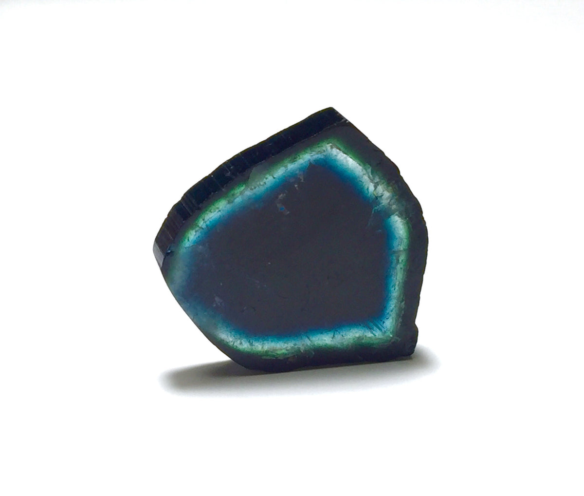 Blue Tourmaline Slice Pendant: Natural Bi-Color Gemstone