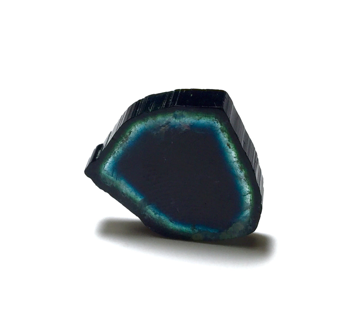 Blue Tourmaline Slice Pendant: Natural Bi-Color Gemstone
