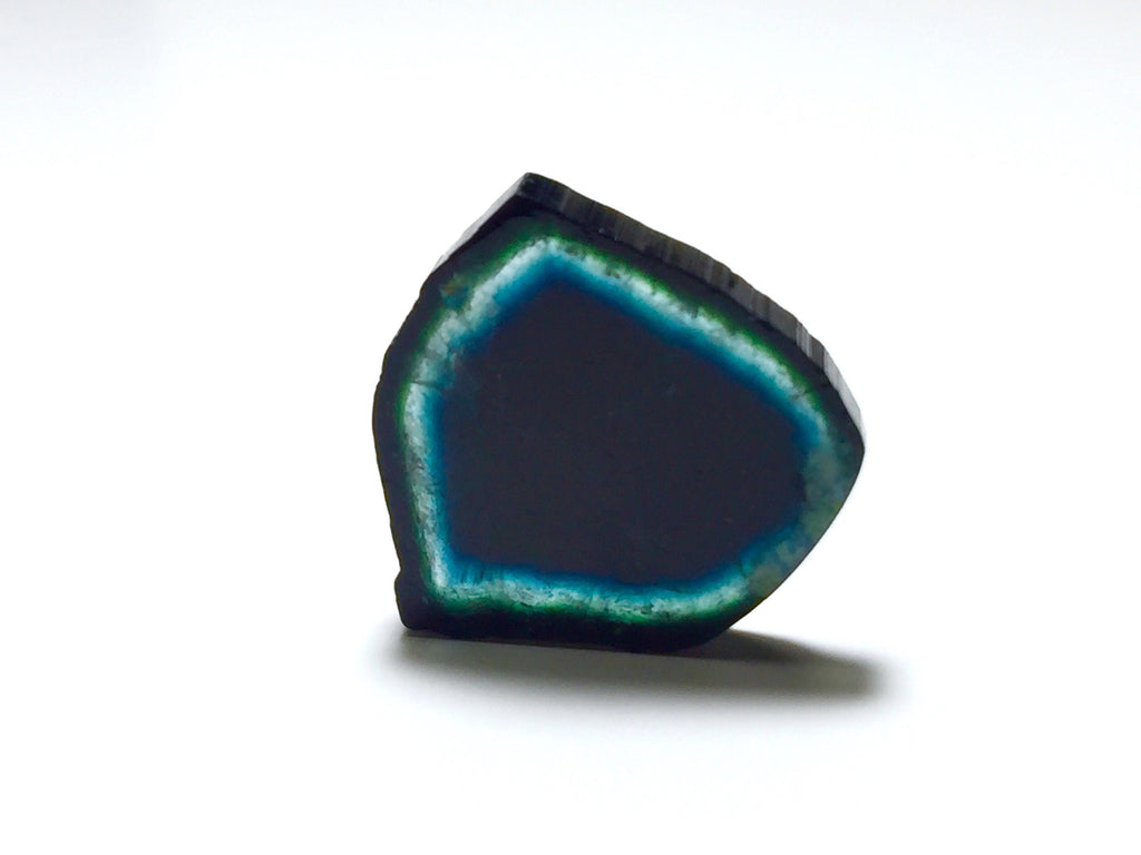 Blue Tourmaline Slice Pendant: Natural Bi-Color Gemstone
