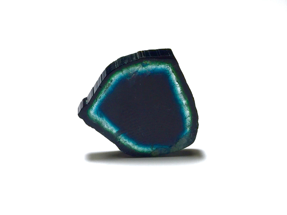 Blue Tourmaline Slice Pendant: Natural Bi-Color Gemstone