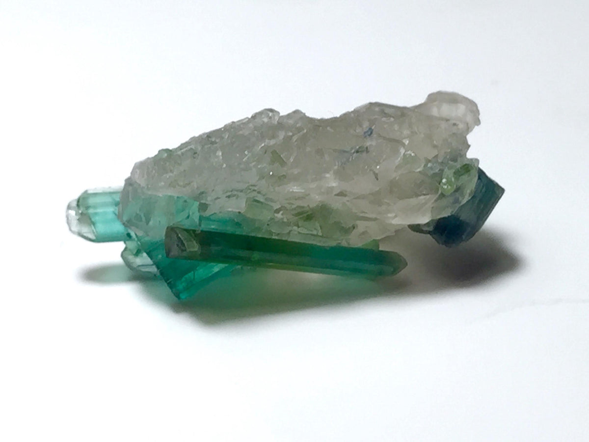 Bi Color Tourmaline Crystal in Smoky Qurtaz
