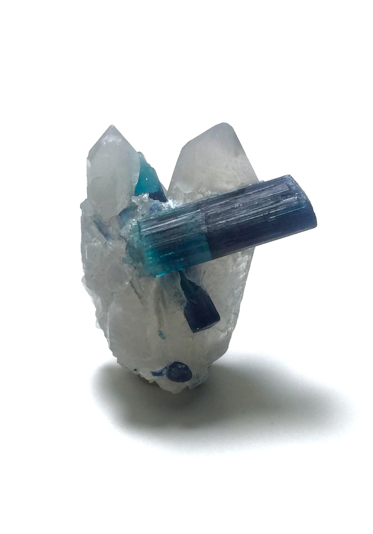 Blue Cap Tourmaline Crystals With Quartz
