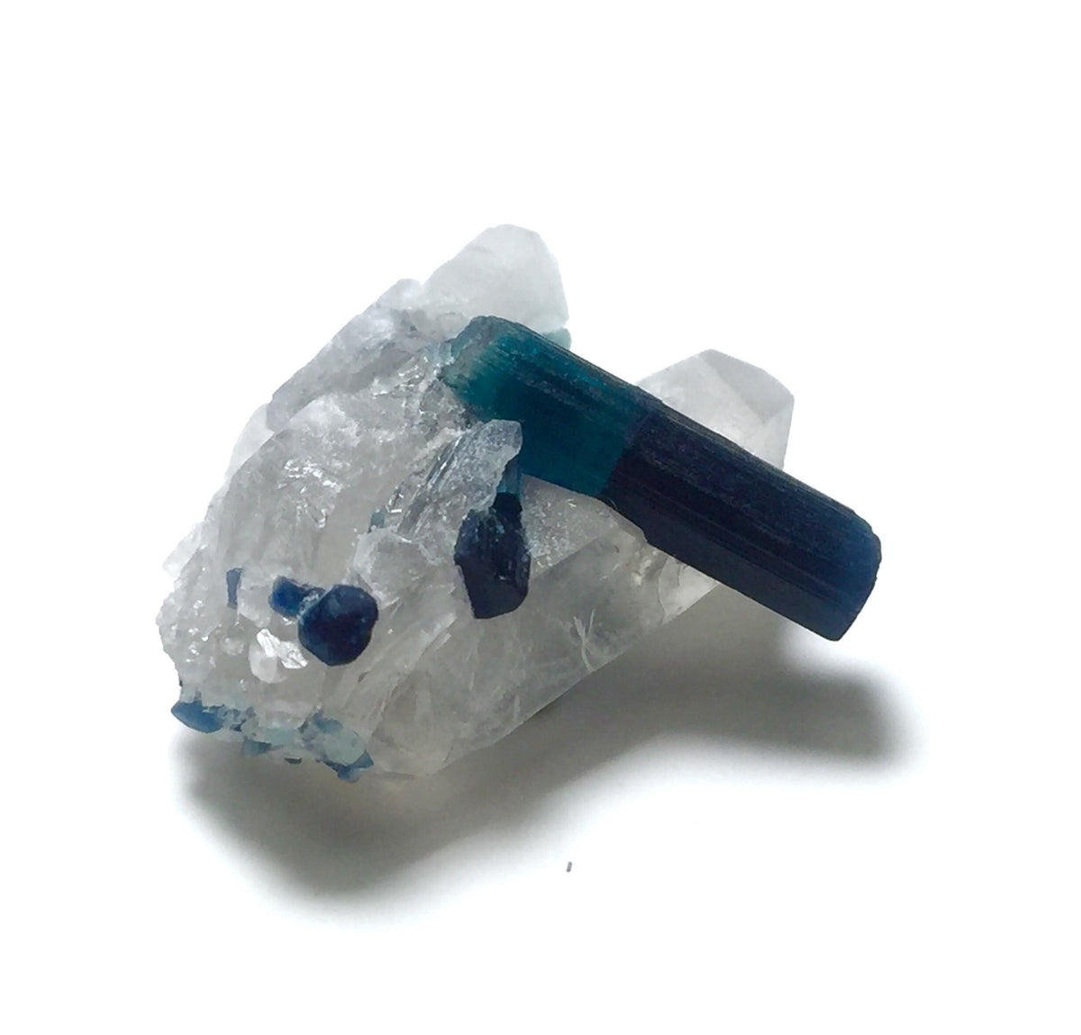 Blue Cap Tourmaline Crystals With Quartz