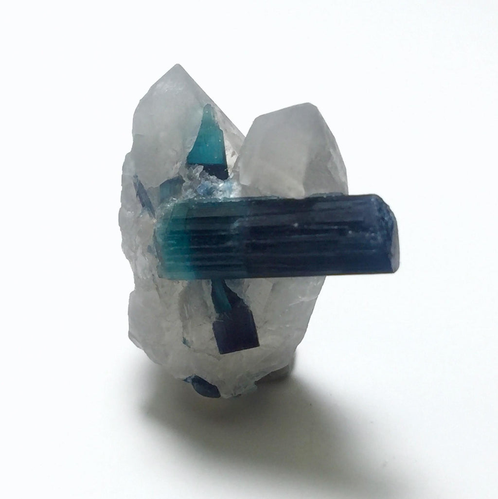 Blue Cap Tourmaline Crystals With Quartz