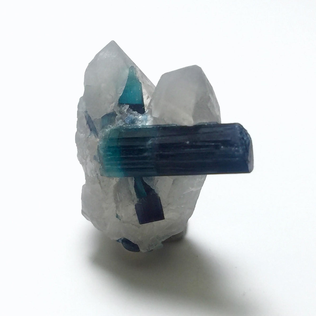 Blue Cap Tourmaline Crystals With Quartz