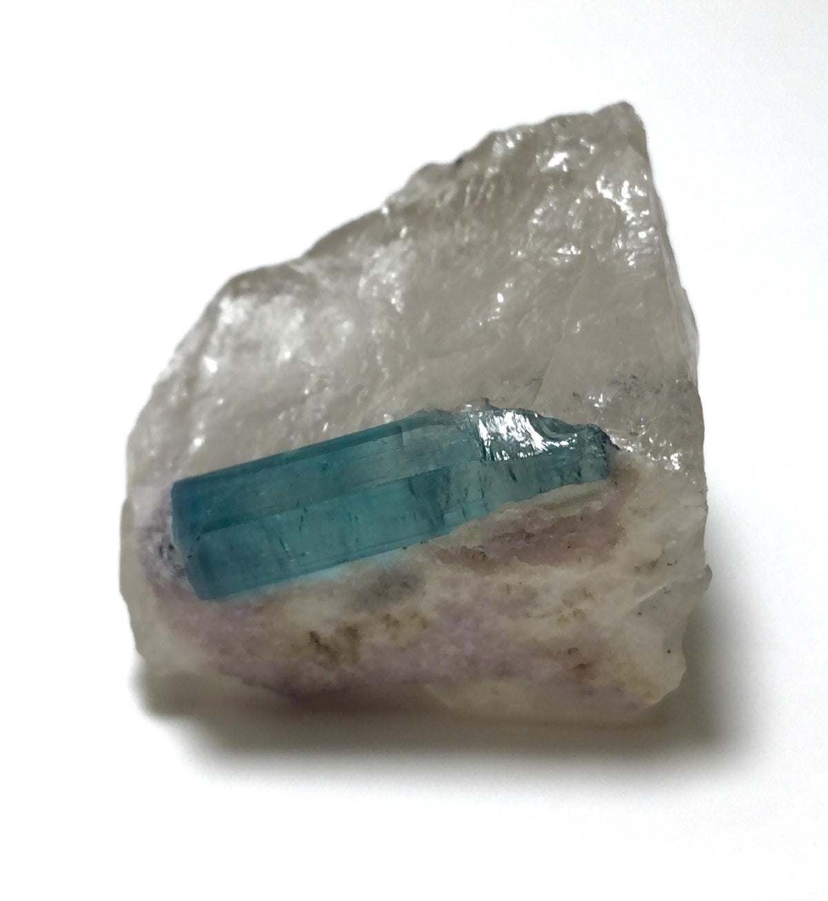 Sea Blue Tourmaline With Quartz Crystal