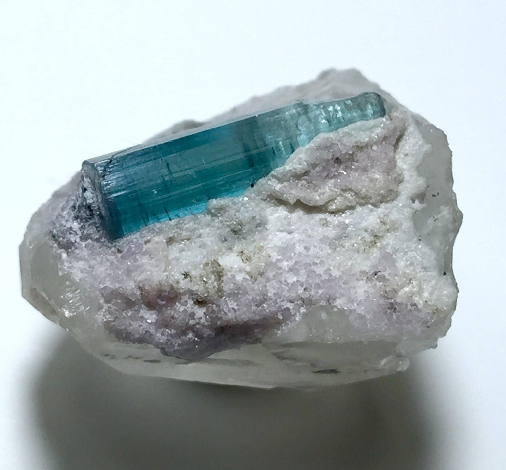 Sea Blue Tourmaline With Quartz Crystal