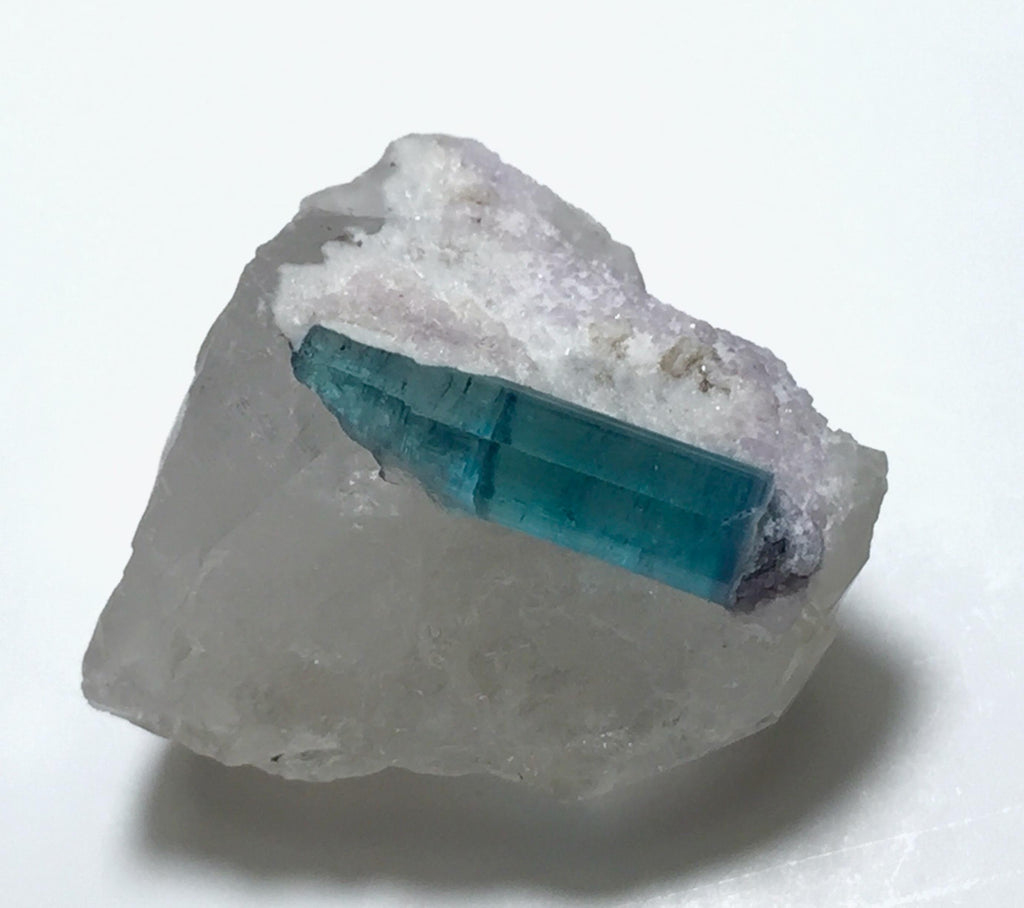 Sea Blue Tourmaline With Quartz Crystal