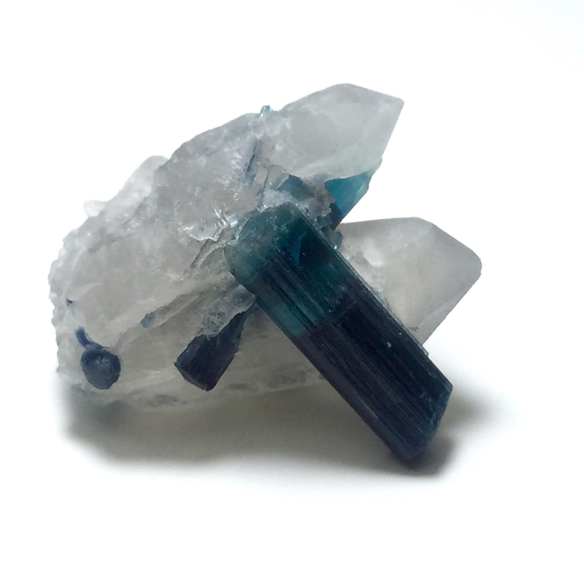 Blue Cap Tourmaline Crystals With Quartz