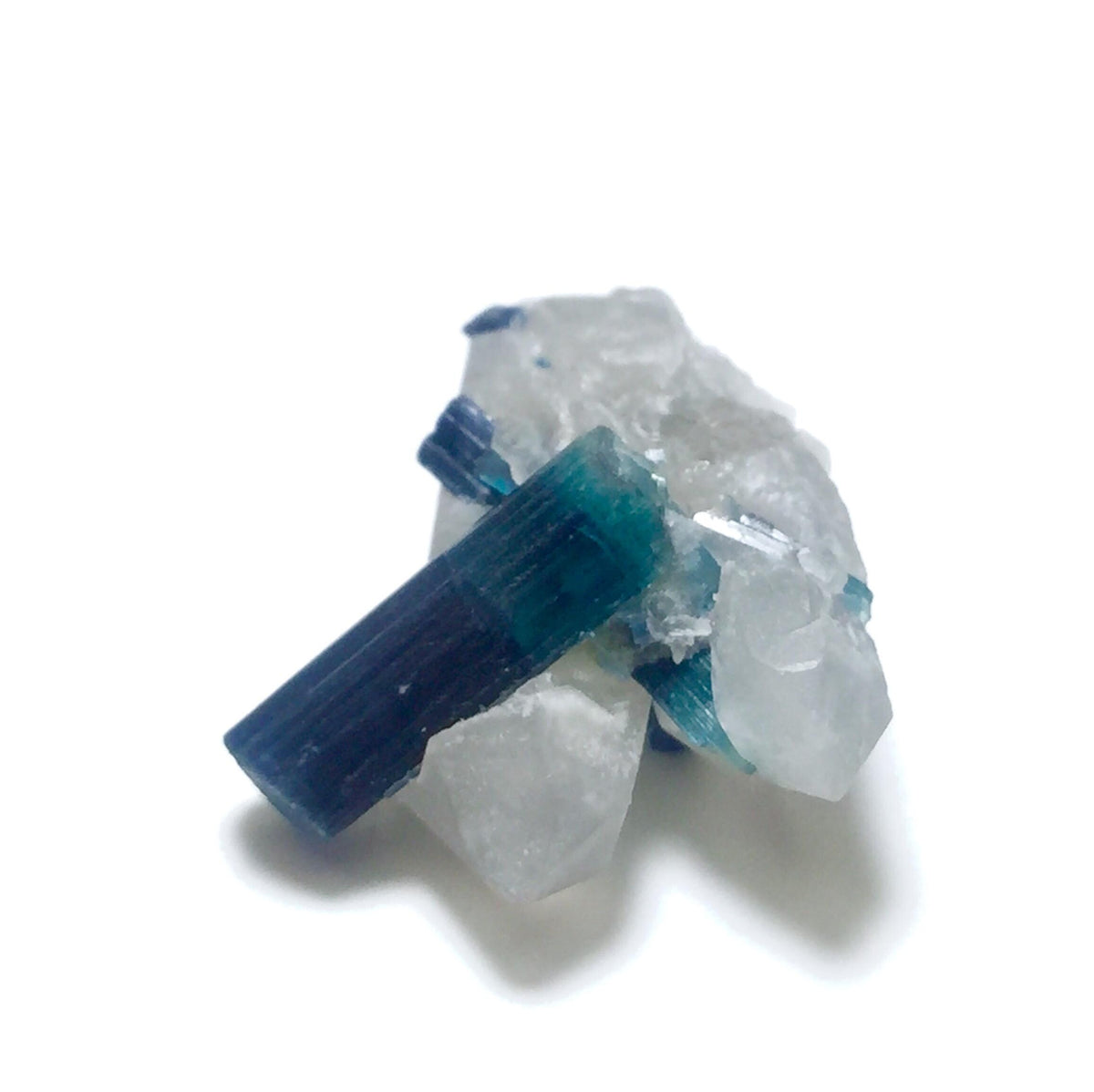 Blue Cap Tourmaline Crystals With Quartz