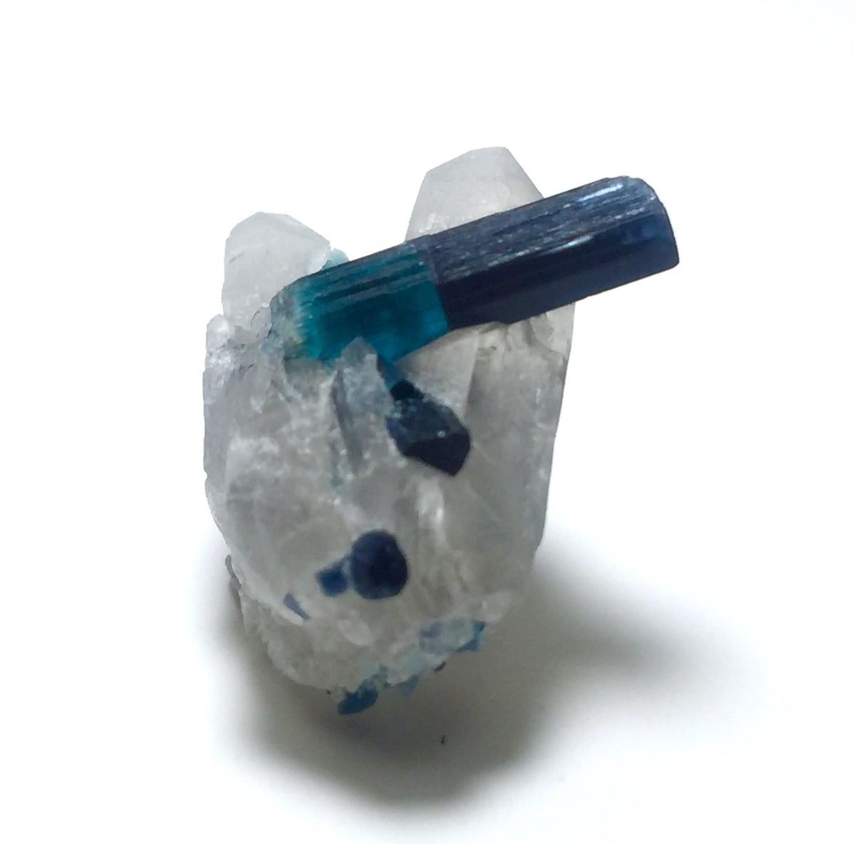 Blue Cap Tourmaline Crystals With Quartz