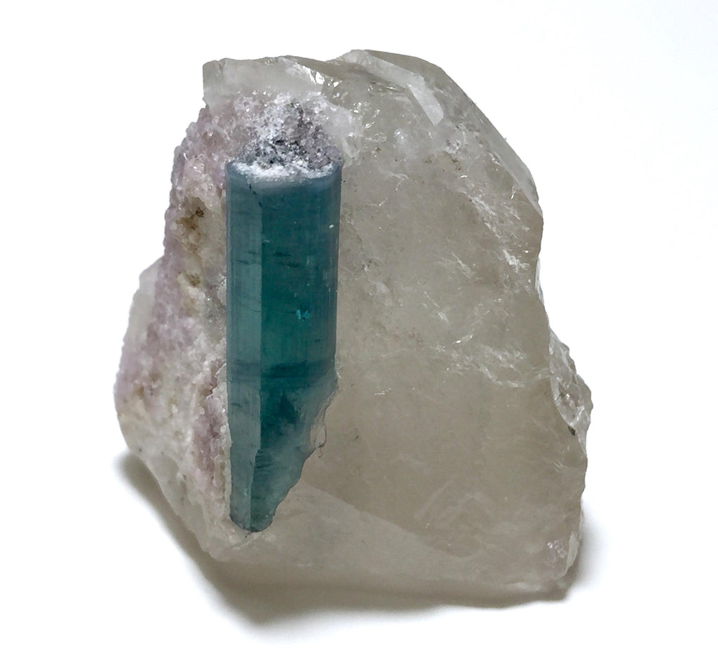 Sea Blue Tourmaline With Quartz Crystal