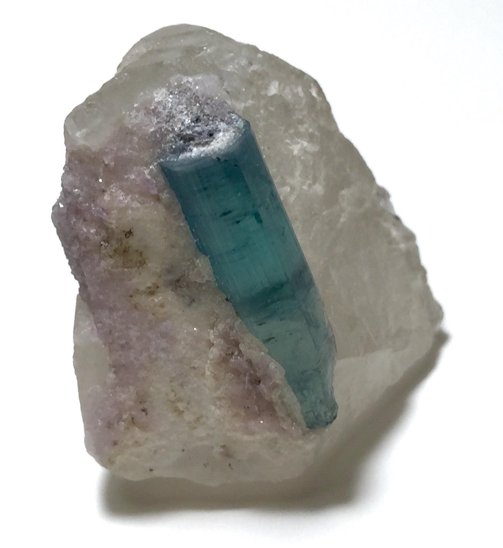 Sea Blue Tourmaline With Quartz Crystal