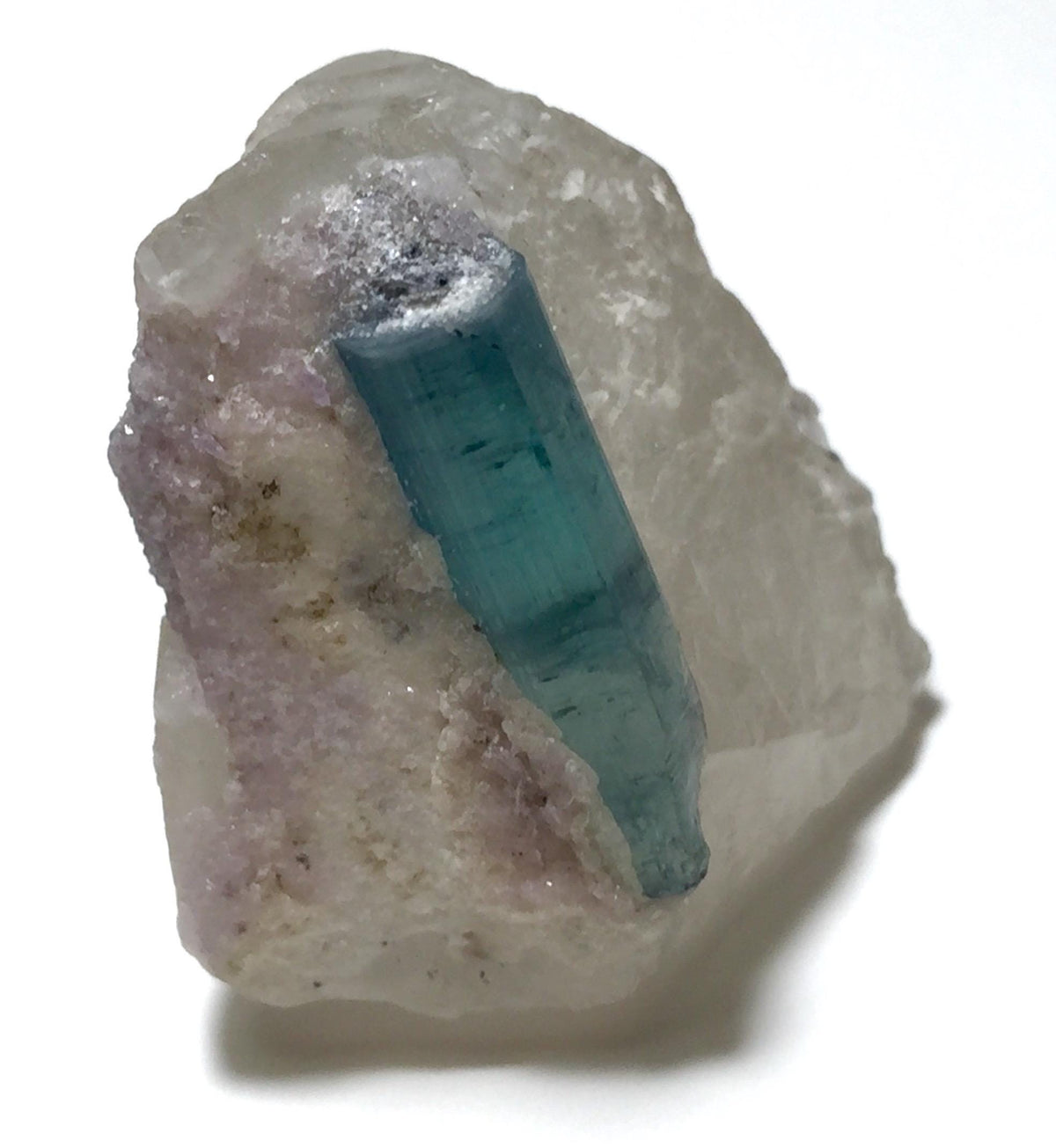 Sea Blue Tourmaline With Quartz Crystal