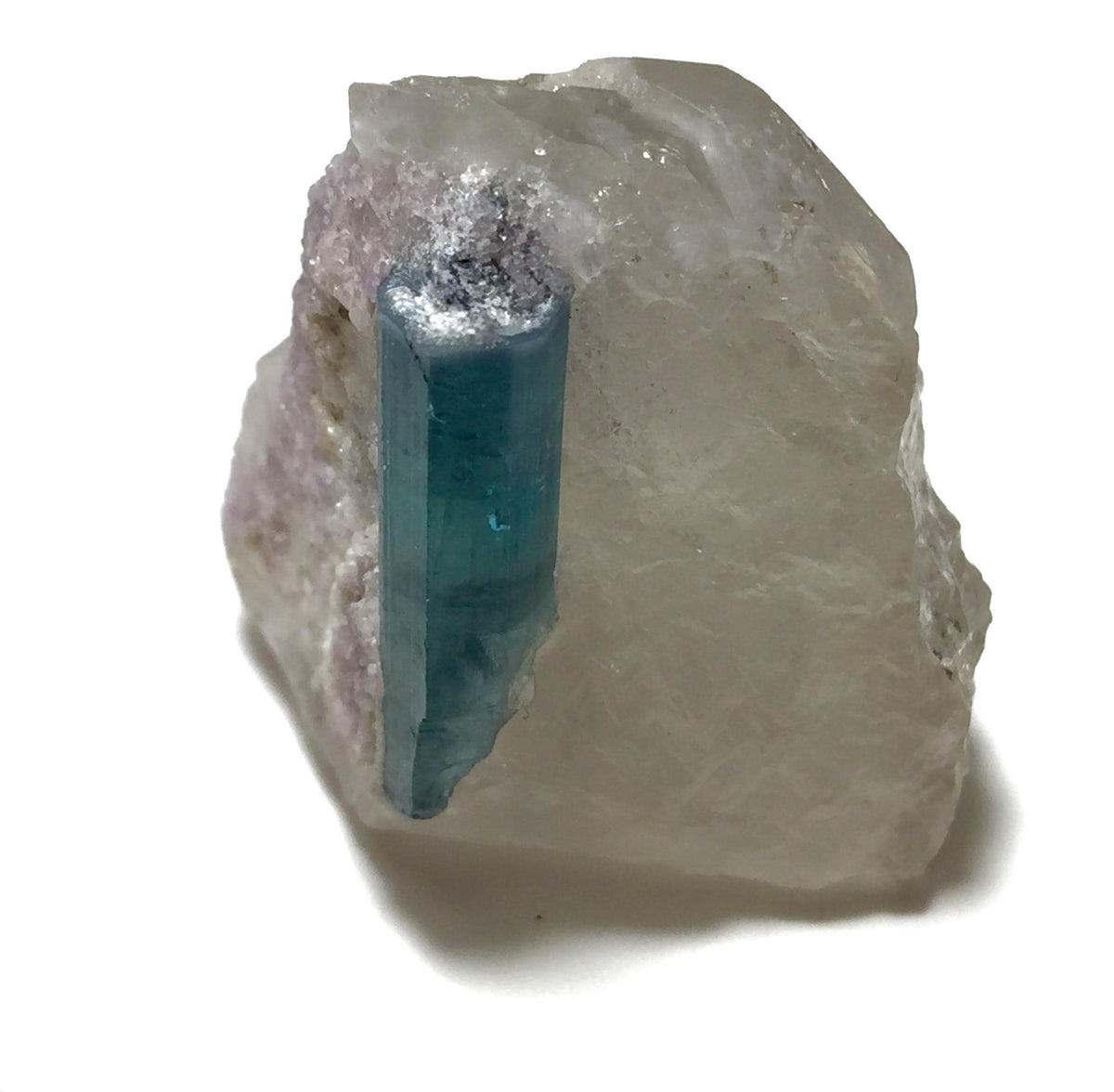 Sea Blue Tourmaline With Quartz Crystal