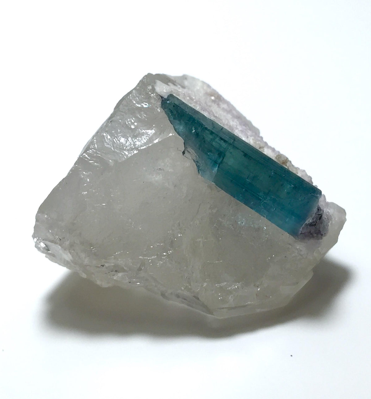 Sea Blue Tourmaline With Quartz Crystal