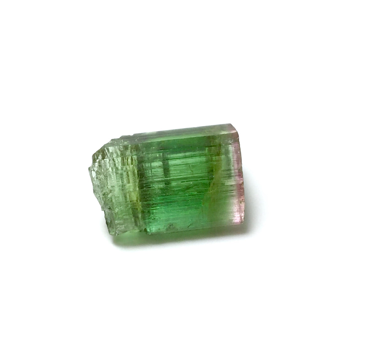 Apple Green Pink Cap Tourmaline Crystal